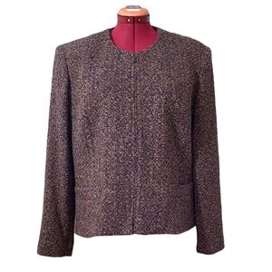 SZ16 Louben Blazer Wool Blend Jacket Tweed Woven